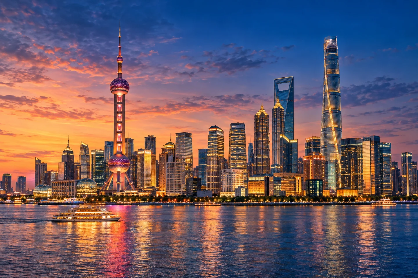 Pudong skyline across the river from the Bund, Shanghai